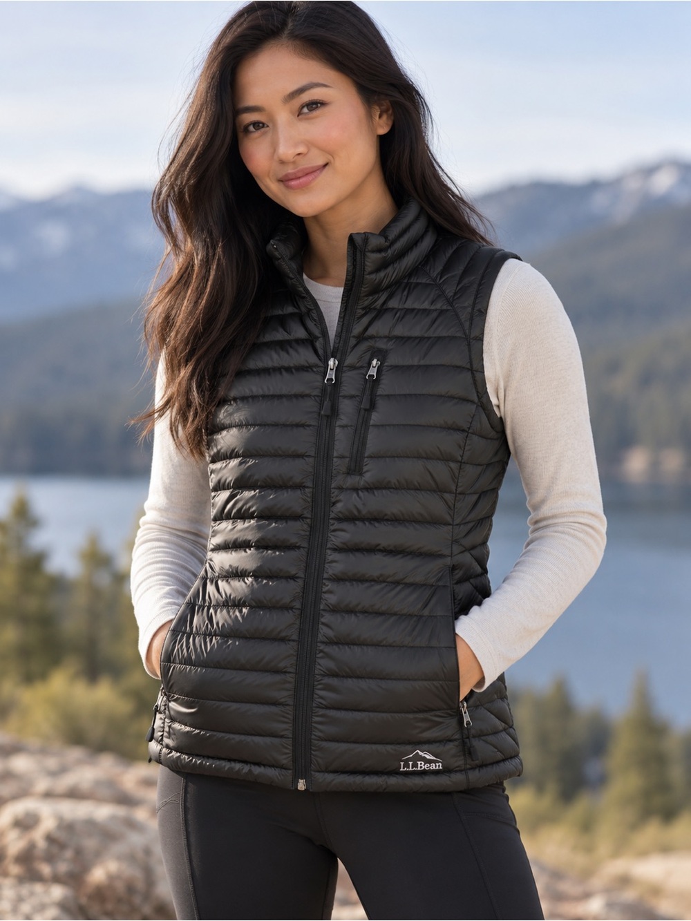 L.L.Bean DownTek 600 Fill Goose Down Puffer Vest Black Gorpcore - Size L